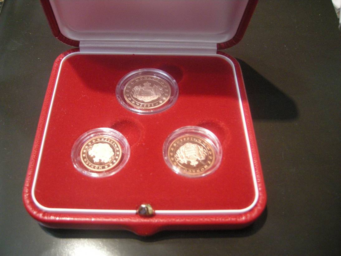 (afbeelding voor) 1+2+5 Cent Monaco 2005 Proof in cassette